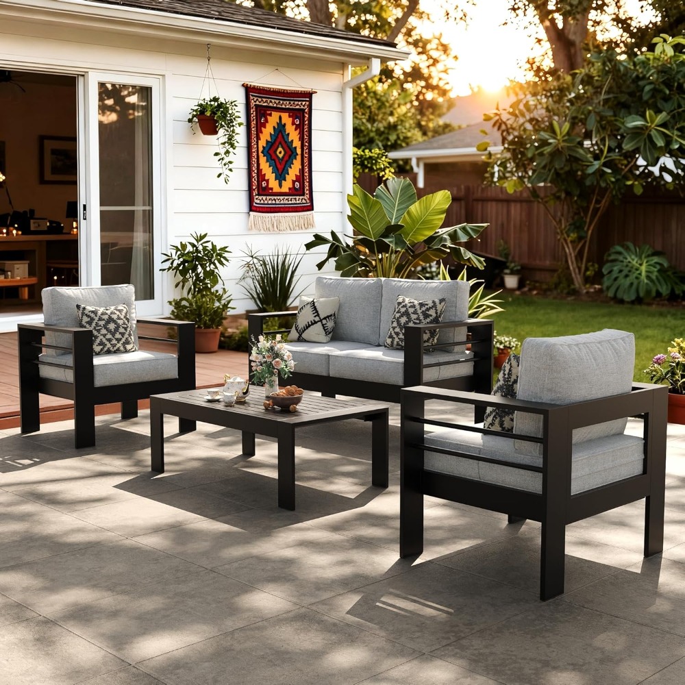 Outdoor Furniture Japanese Style - Outdoor Aluminum Furniture Set, 4 Pieces
