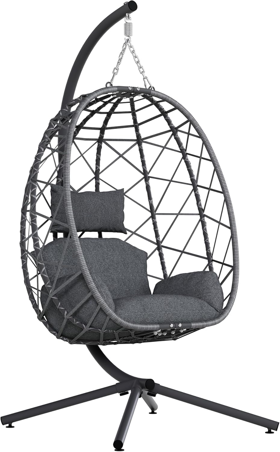Outdoor Furniture Grey - Hanging Egg Chair with Stand, Outdoor