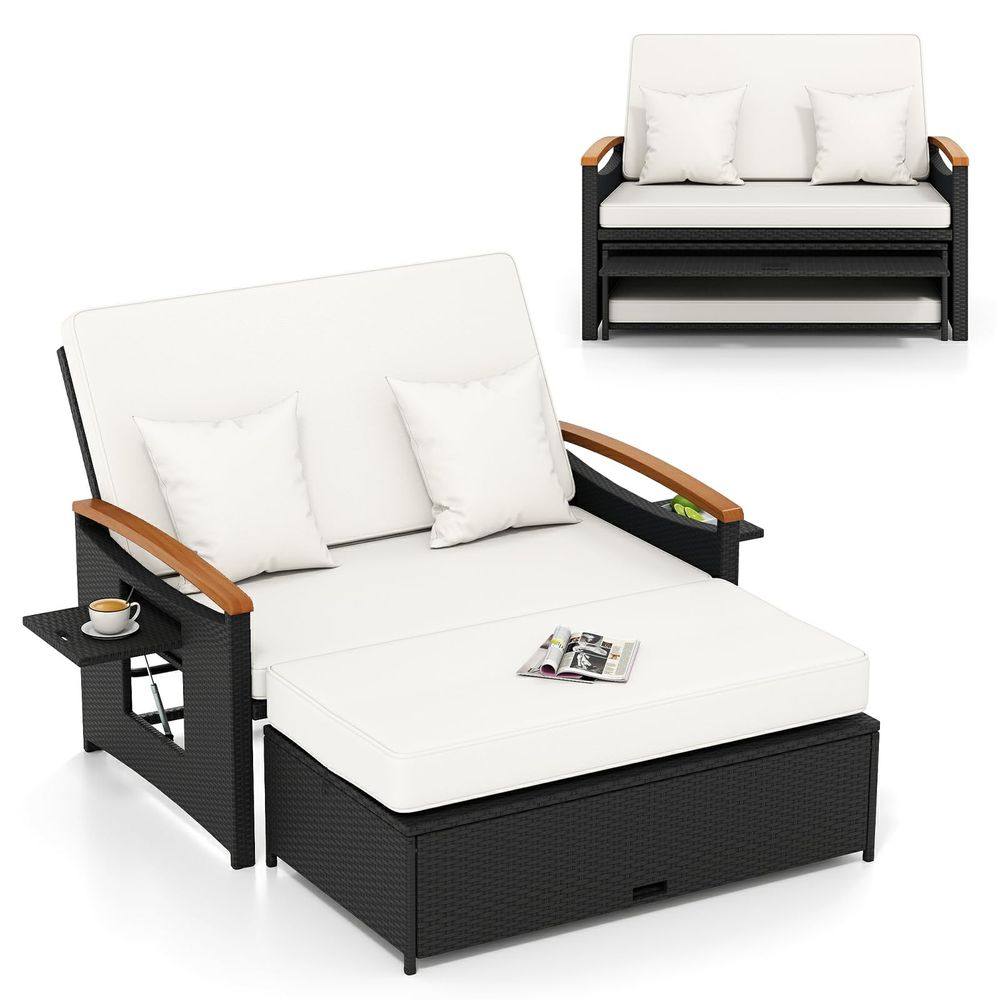 Outdoor Daybed Sofa - Outdoor Wicker Daybed, Patio Rattan Loveseat