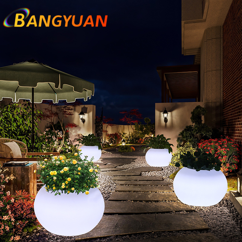 Outdoor Furniture Balcony - LED Glowing Garden Flower Pot Waterproof