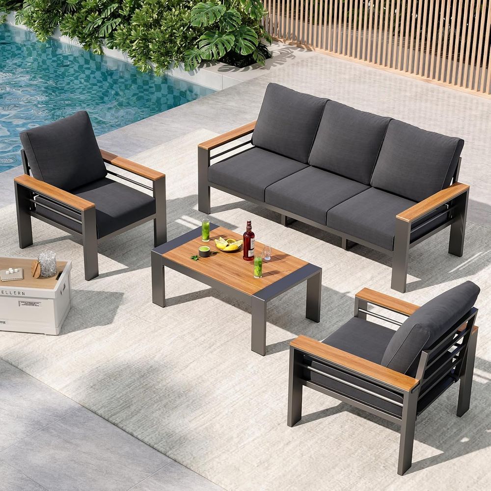 Outdoor Furniture Japanese Style - 5-Seat Outdoor Sectional Patio Set with