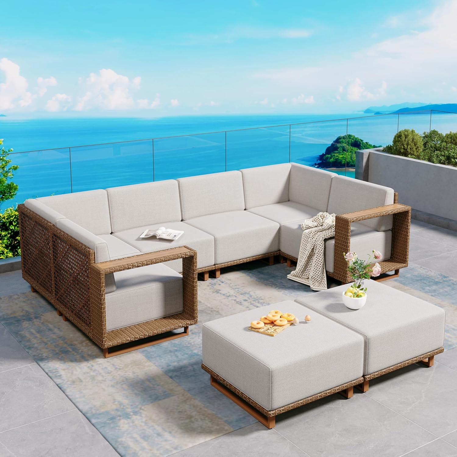 Outdoor Furniture Japanese Style - 8 Pieces Patio Furniture Set,Outdoor Rattan
