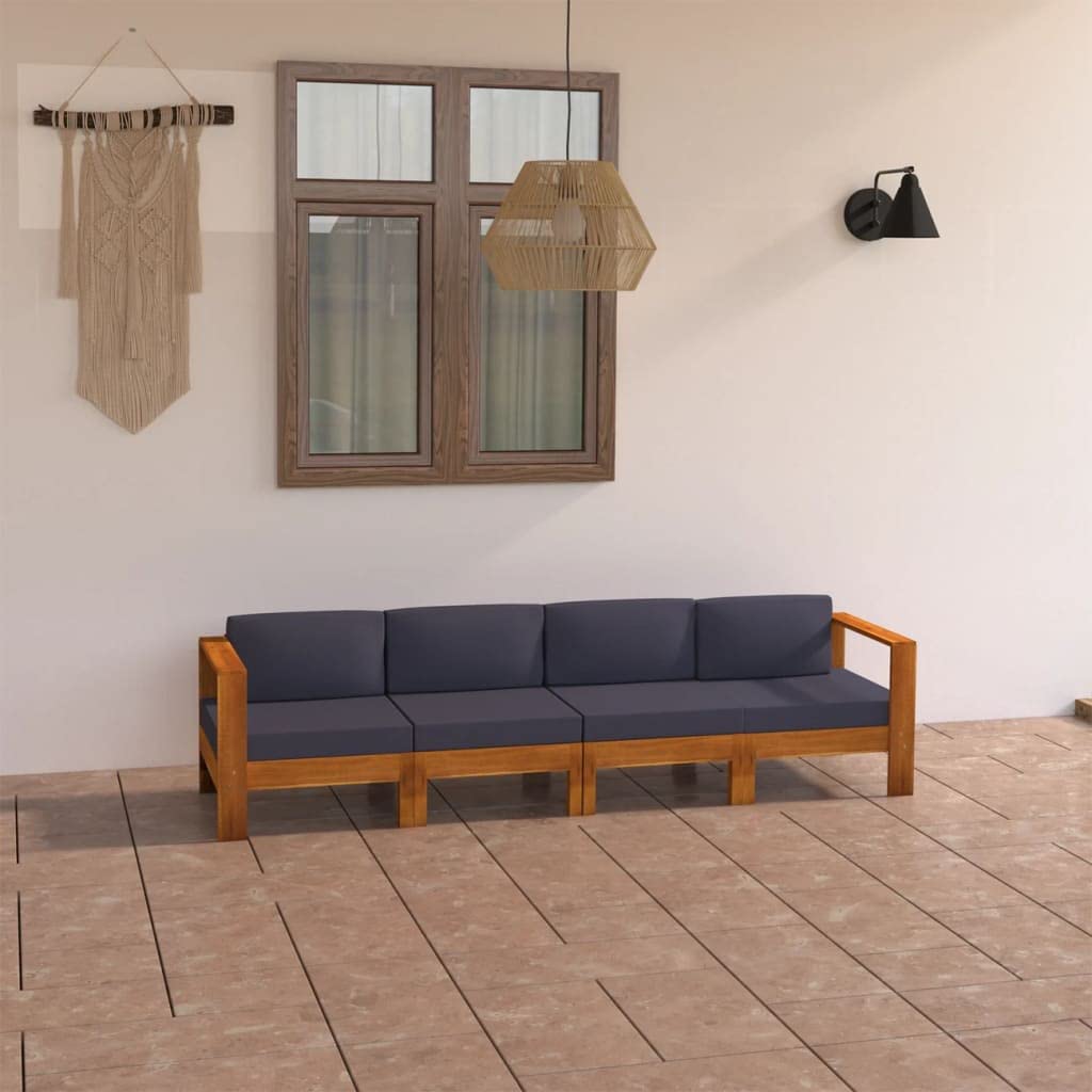 Outdoor Furniture Grey - 4 Seater Outdoor Garden Sofa Solid