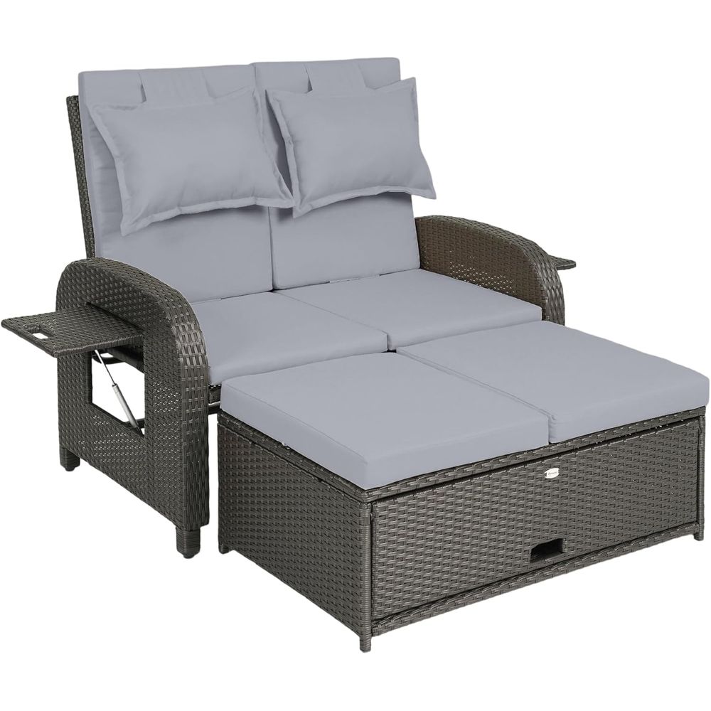 Outdoor Daybed Sofa - Gray Rattan Outdoor Daybed with Storage