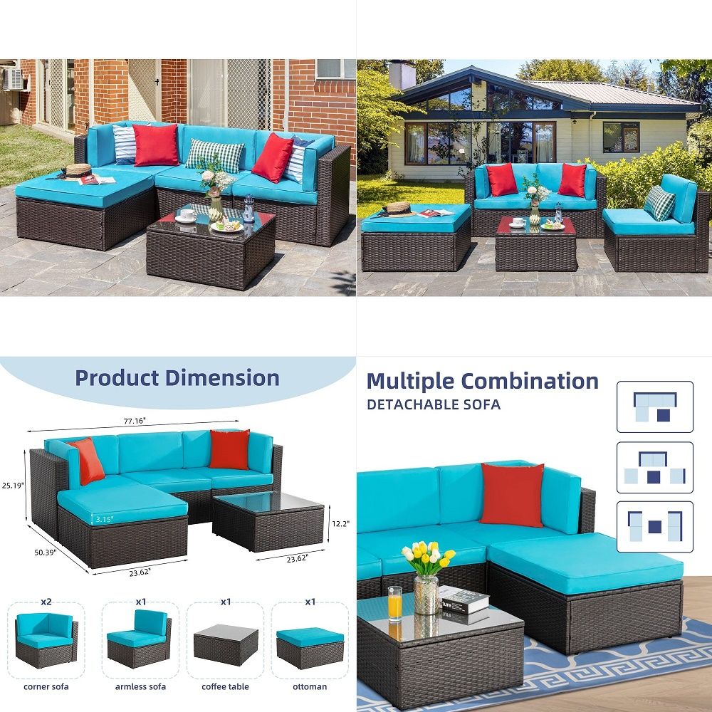 Outdoor Furniture Small - 5 Piece Furniture Sets, AllWeather Brown