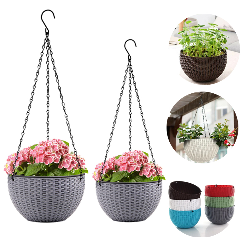 Outdoor Furniture Balcony - Round Hanging Basket Resin Plant Pot