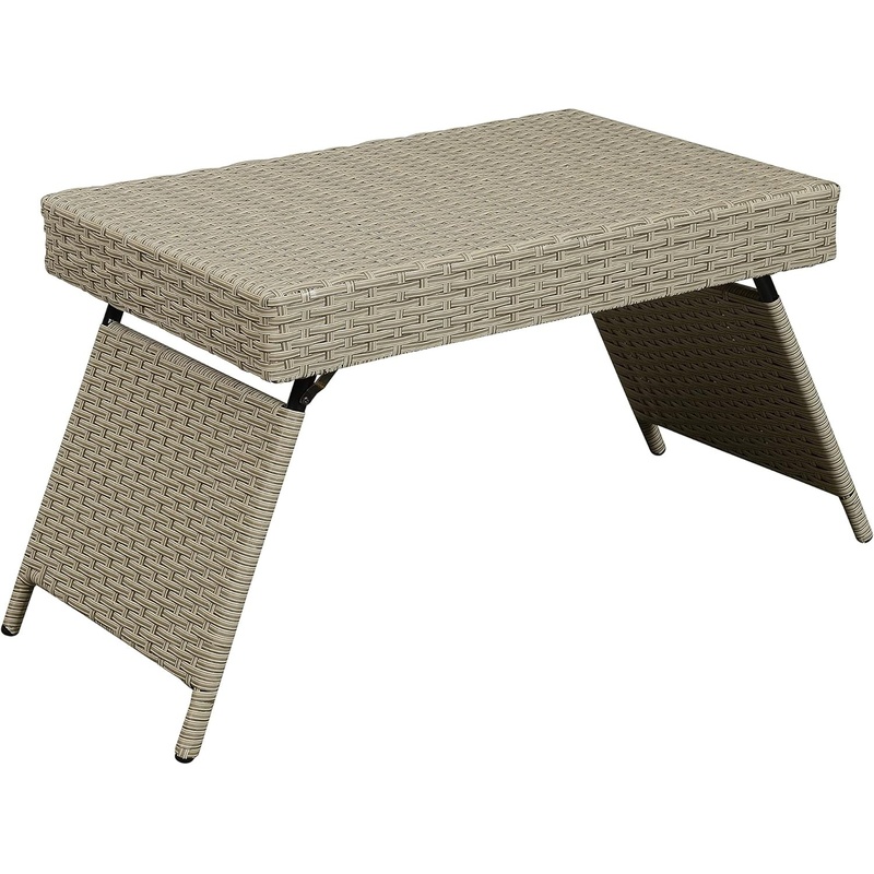 Outdoor Furniture Grey - Portable Folding Wicker Table in Grey