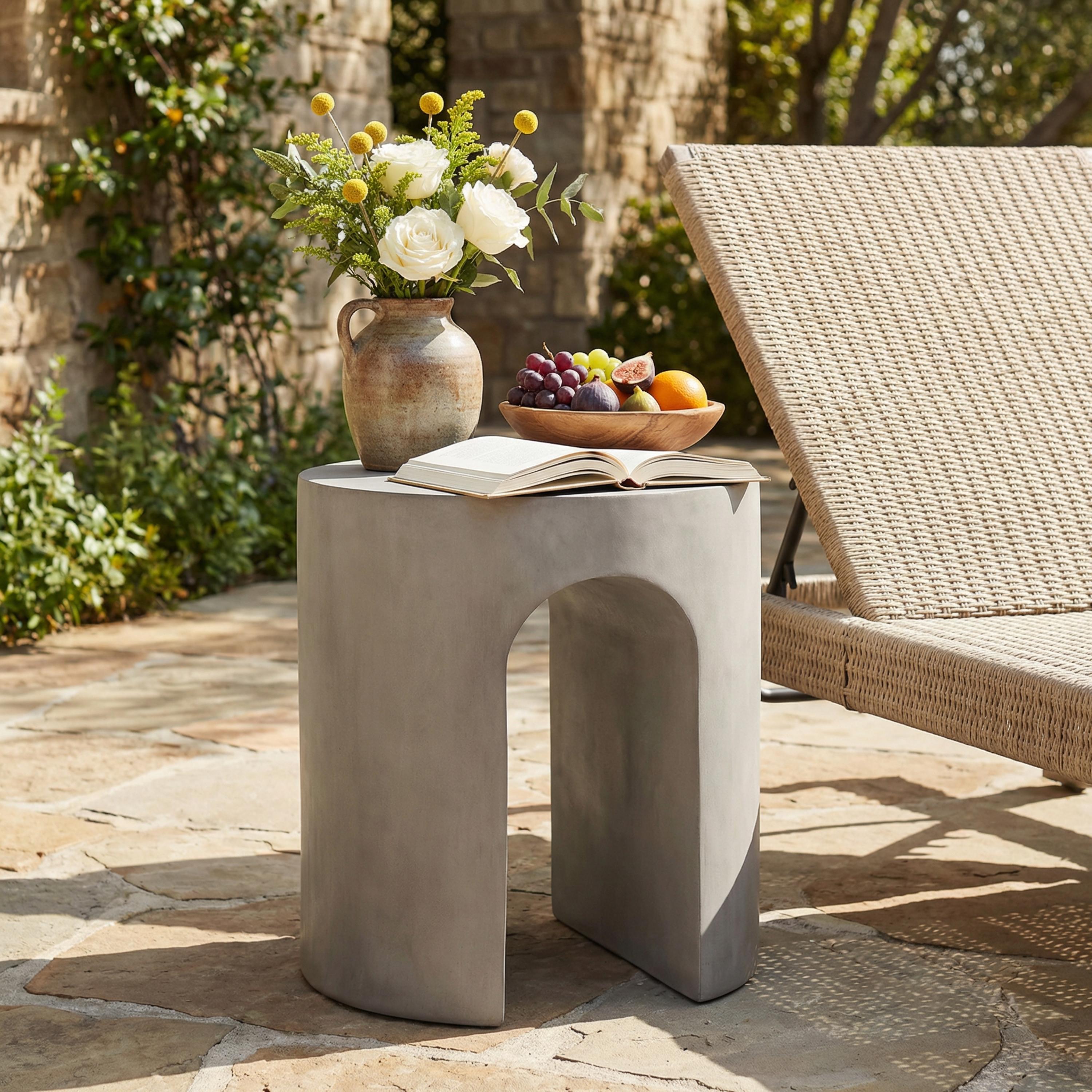 Outdoor Furniture Grey - Weather & UV Resistant Concrete Round