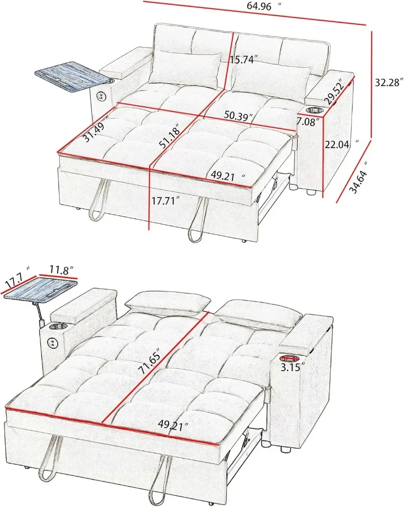 hansones 65'' 3-in-1 Folding C - Outdoor Daybed Sofa 리뷰 및 가격