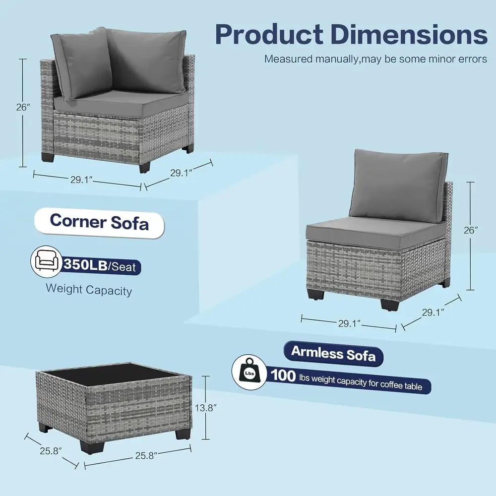 7-Piece Grey Rattan Outdoor Pa - Outdoor Furniture Grey 리뷰 및 가격