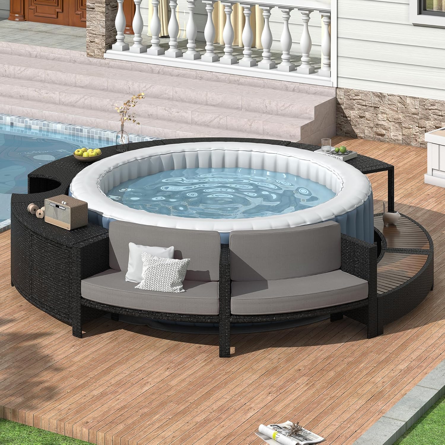 Rattan Patio Sofa Set with Sto - Outdoor Furniture Grey 리뷰 및 가격