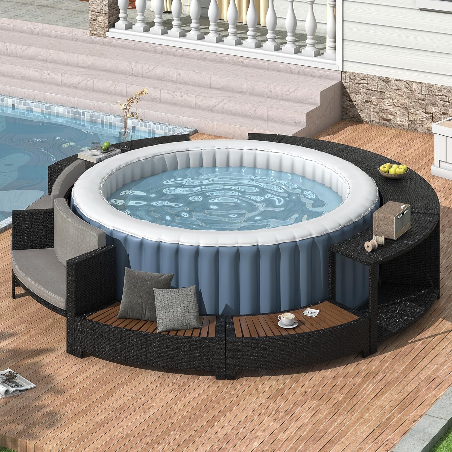 Rattan Patio Sofa Set with Sto - Outdoor Furniture Grey 리뷰 및 가격