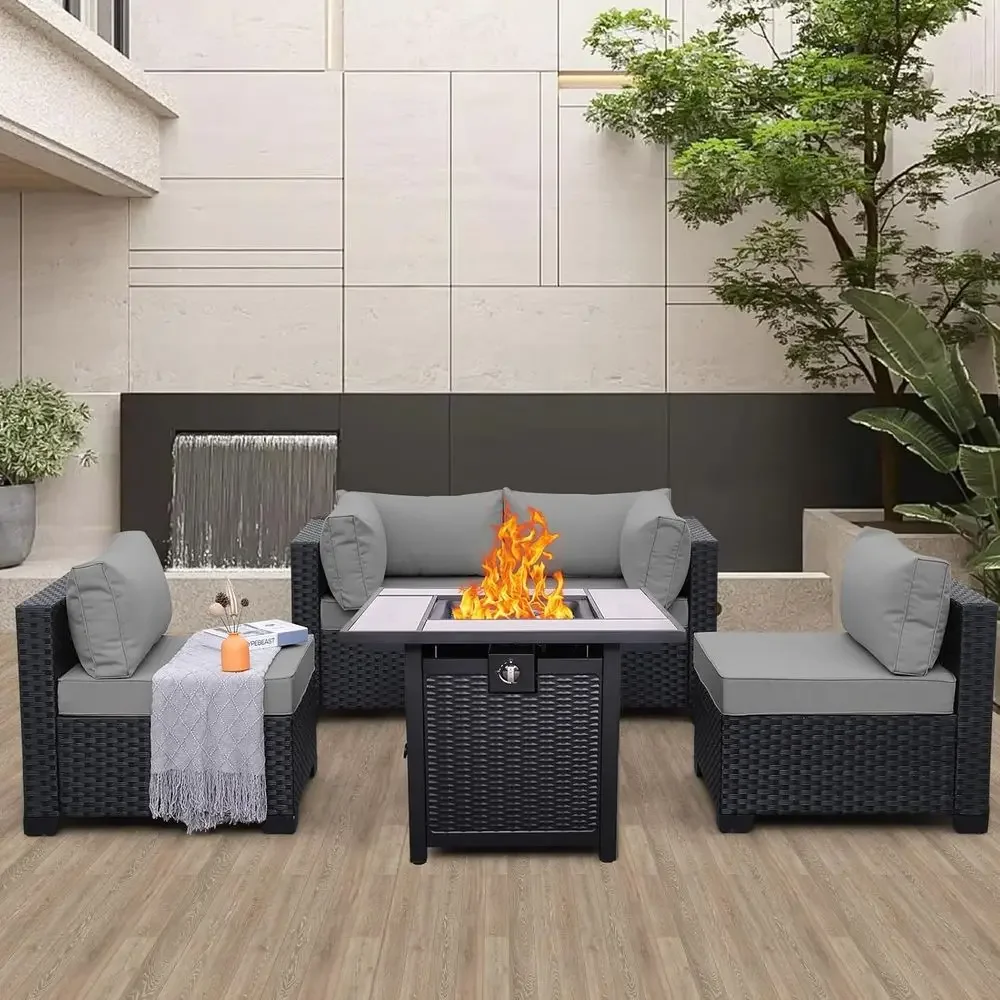 5-Piece Outdoor Patio Furnitur - Outdoor Furniture Grey 리뷰 및 가격