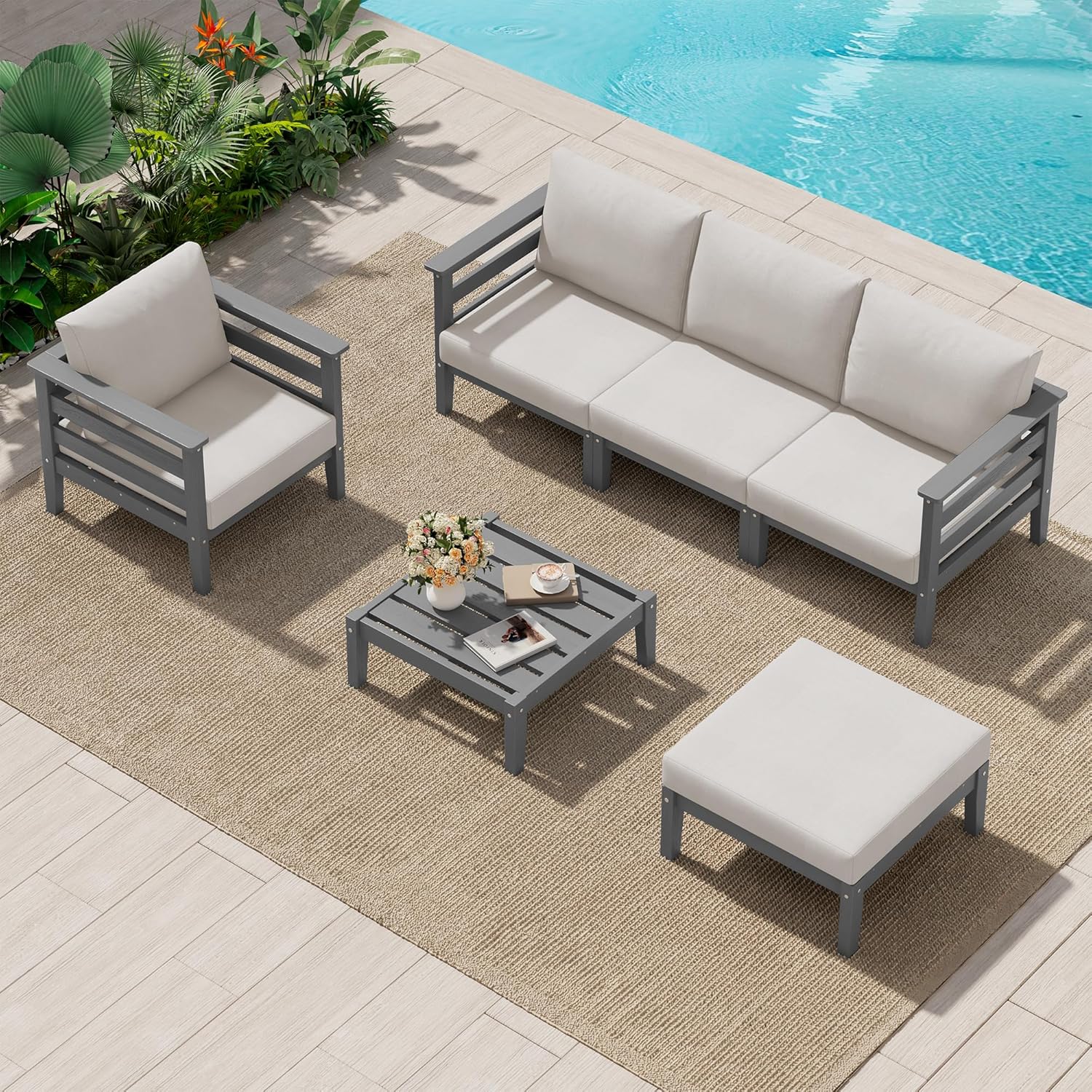 HDPE Patio Furniture Set, 6 Pi - Outdoor Furniture Japanese Style 리뷰 및 가격