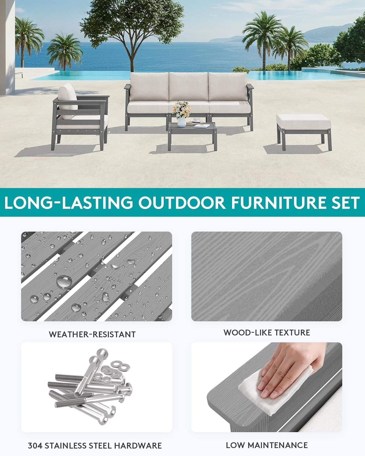 HDPE Patio Furniture Set, 6 Pi - Outdoor Furniture Japanese Style 리뷰 및 가격