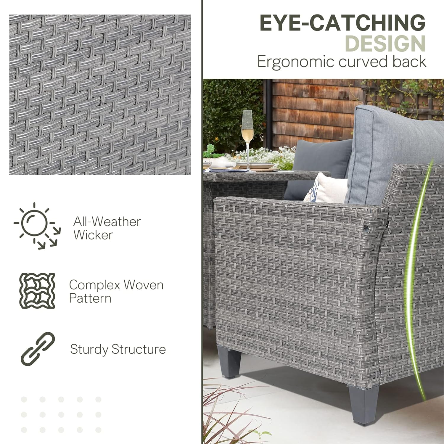 6pcs Grey PE Rattan Outdoor Se - Outdoor Furniture Grey 리뷰 및 가격