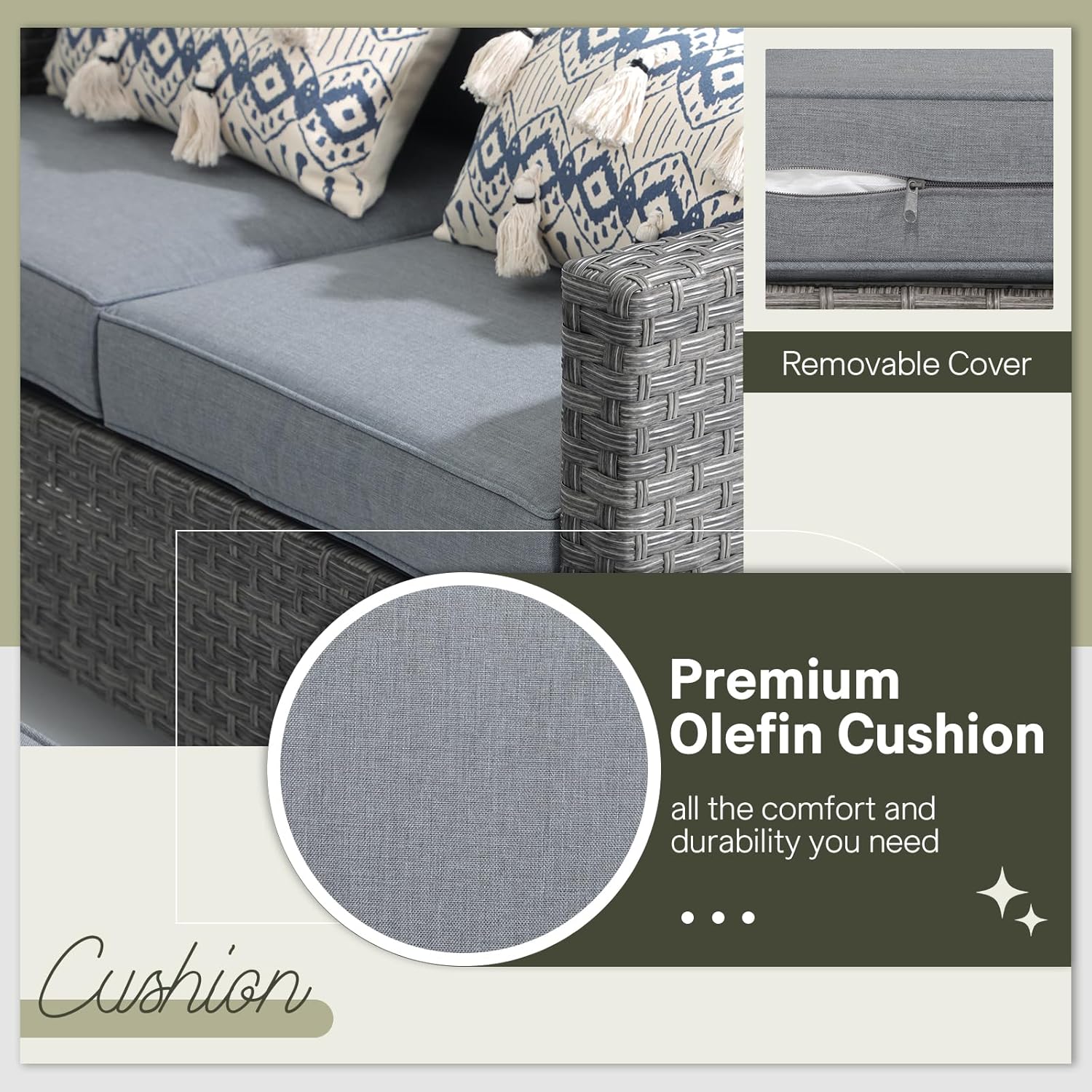 6pcs Grey PE Rattan Outdoor Se - Outdoor Furniture Grey 리뷰 및 가격