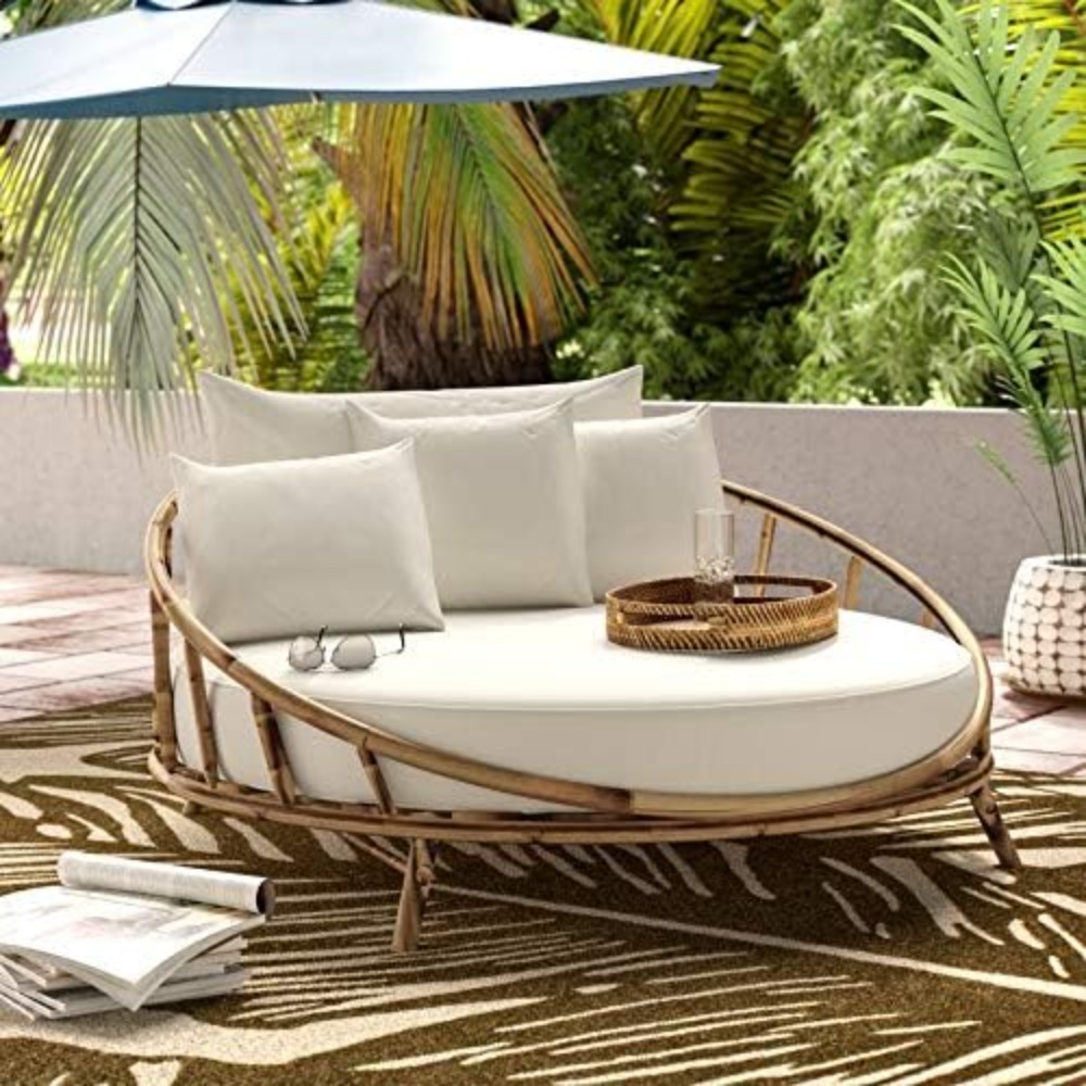 ZEW Rattan Bamboo Round Daybed - Outdoor Furniture Japanese Style 리뷰 및 가격