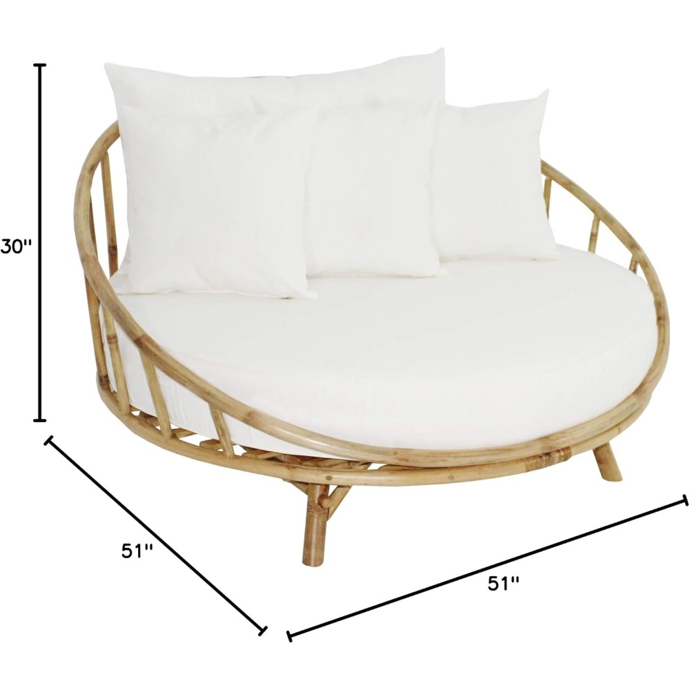 ZEW Rattan Bamboo Round Daybed - Outdoor Furniture Japanese Style 리뷰 및 가격