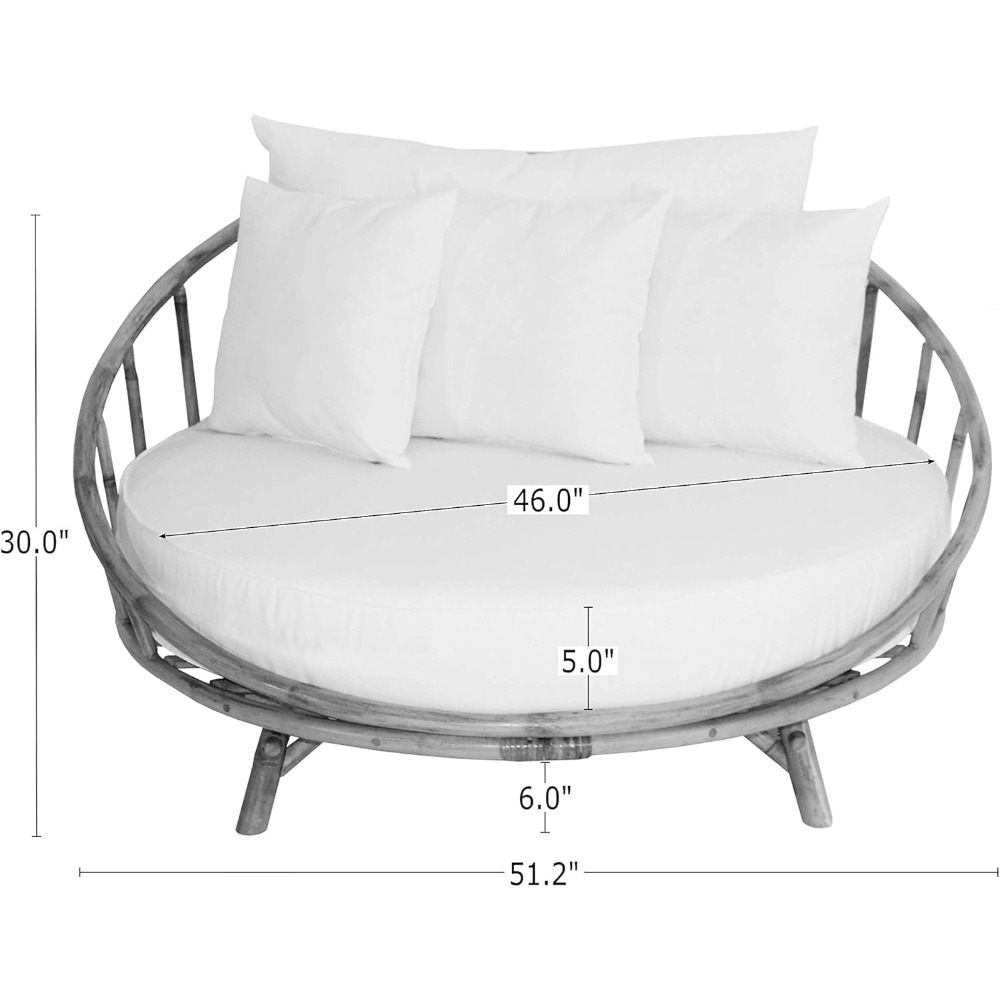 ZEW Rattan Bamboo Round Daybed - Outdoor Furniture Japanese Style 리뷰 및 가격