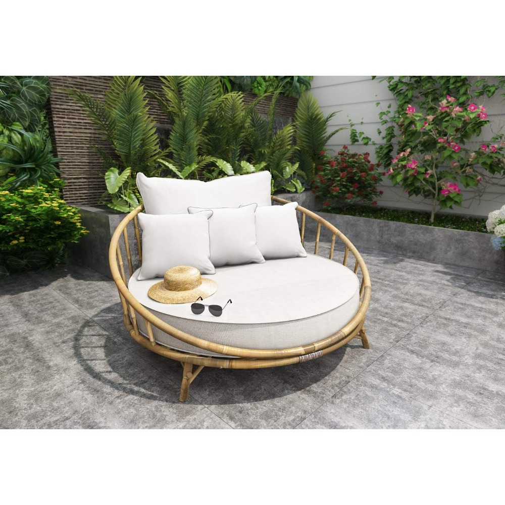 ZEW Rattan Bamboo Round Daybed - Outdoor Furniture Japanese Style 리뷰 및 가격