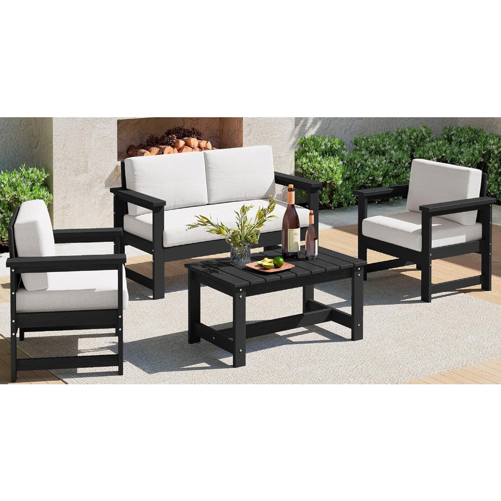 4 Pieces HDPE Outdoor Sofa Set - Outdoor Furniture Japanese Style 리뷰 및 가격