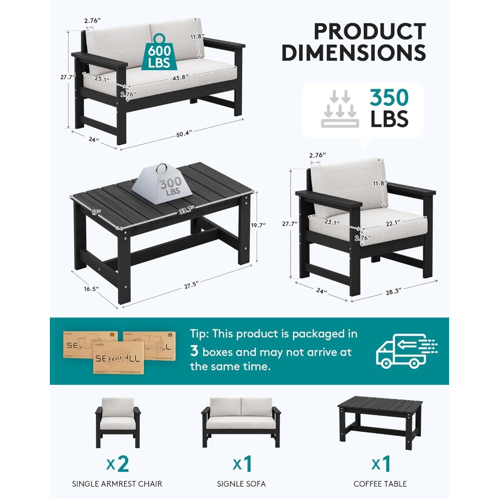 4 Pieces HDPE Outdoor Sofa Set - Outdoor Furniture Japanese Style 리뷰 및 가격