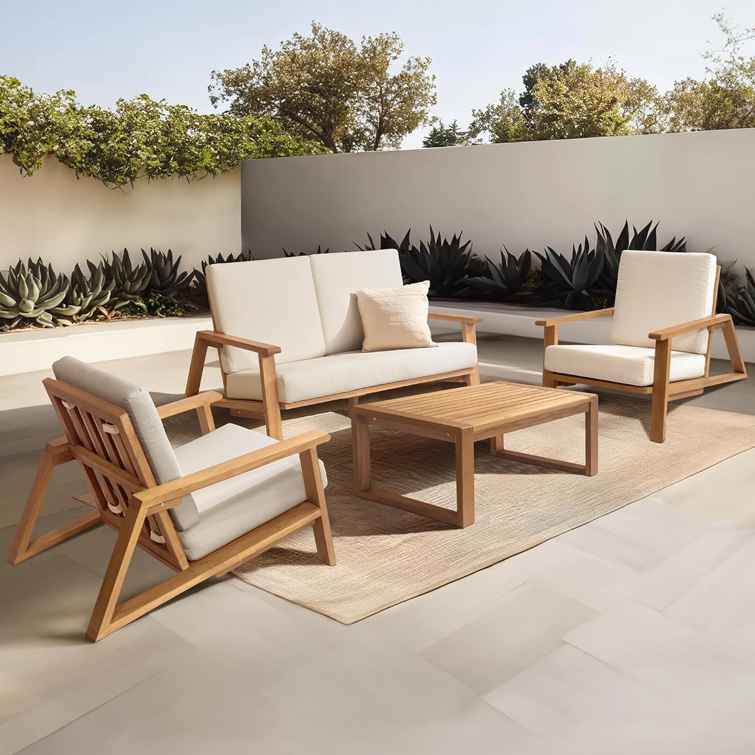 4-Piece Deep Seating Teak Pati - Outdoor Furniture Japanese Style 리뷰 및 가격