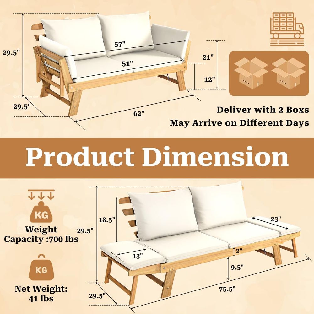 Patio Convertible Couch Sofa B - Outdoor Daybed Sofa 리뷰 및 가격
