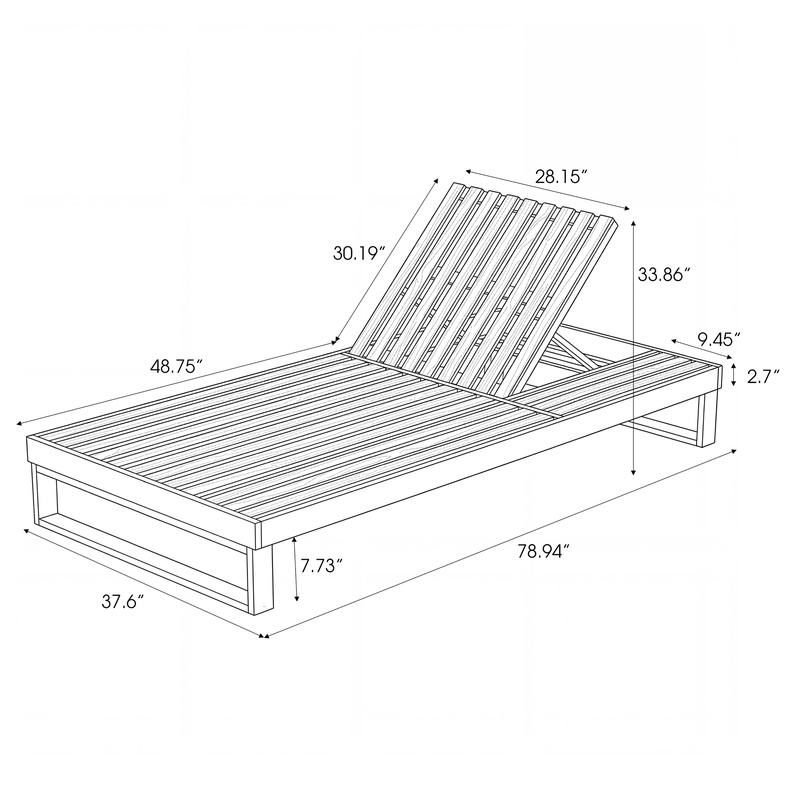 Acacia Wood Chaise Lounge with - Outdoor Furniture Grey 리뷰 및 가격
