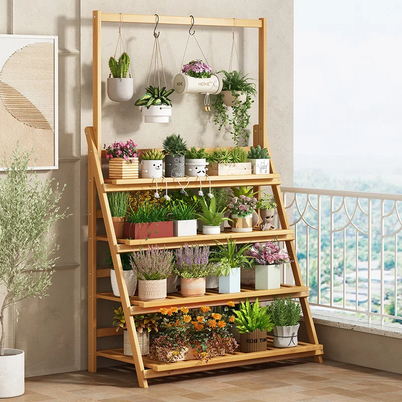 Solid Wood Flower Shelf Plant  - Outdoor Furniture Balcony 리뷰 및 가격