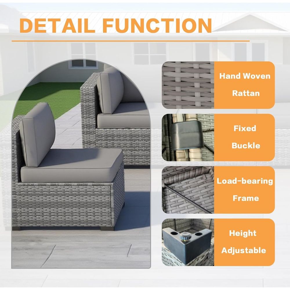 7 Pieces Outdoor Patio Furnitu - Outdoor Furniture Grey 리뷰 및 가격