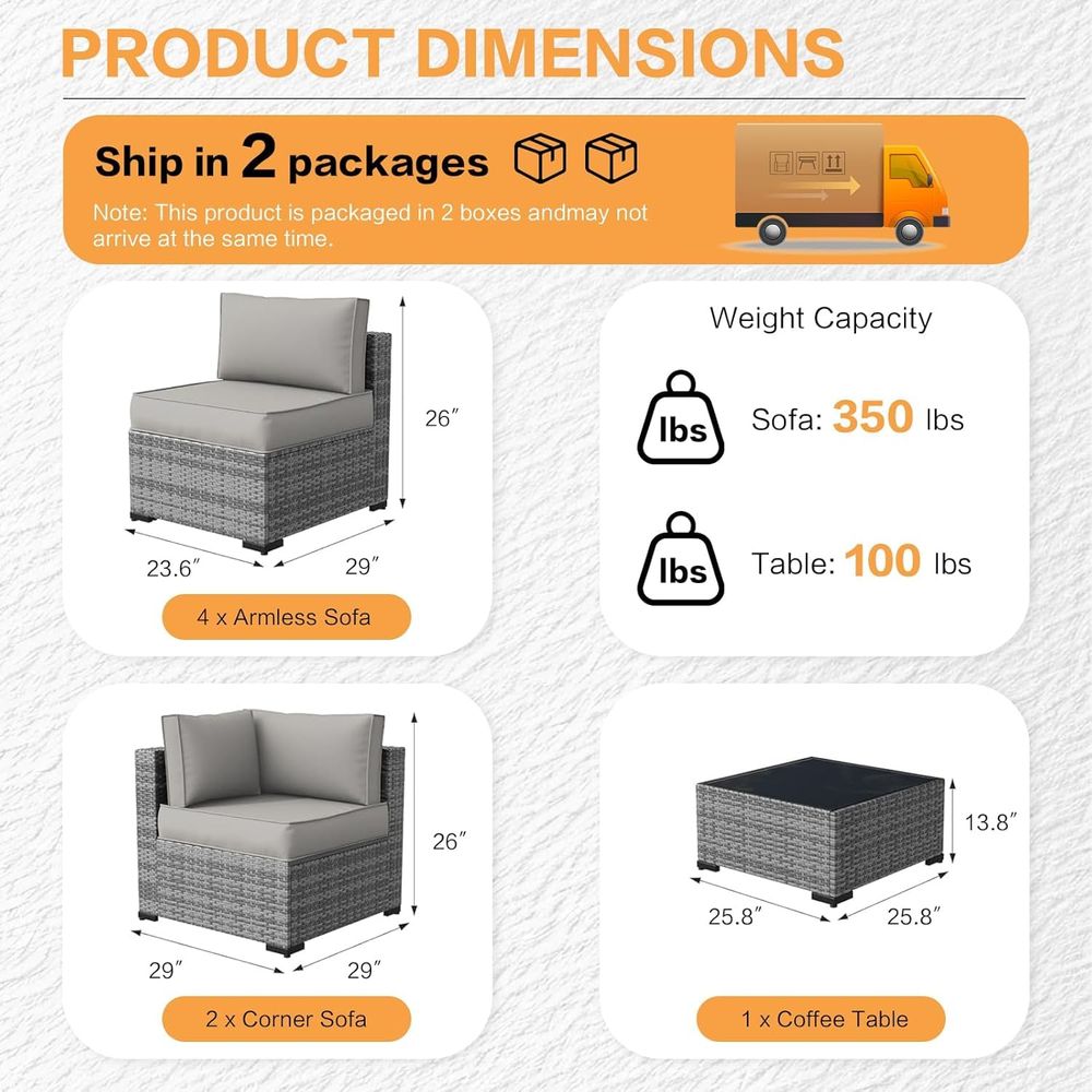 7 Pieces Outdoor Patio Furnitu - Outdoor Furniture Grey 리뷰 및 가격