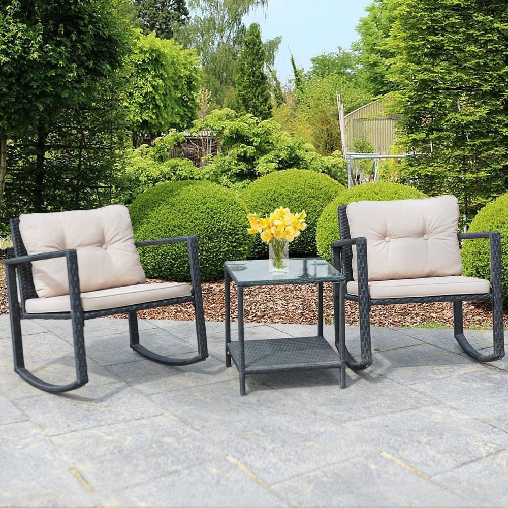 Outdoor 3-Piece Patio Rocking  - Outdoor Furniture Balcony 리뷰 및 가격