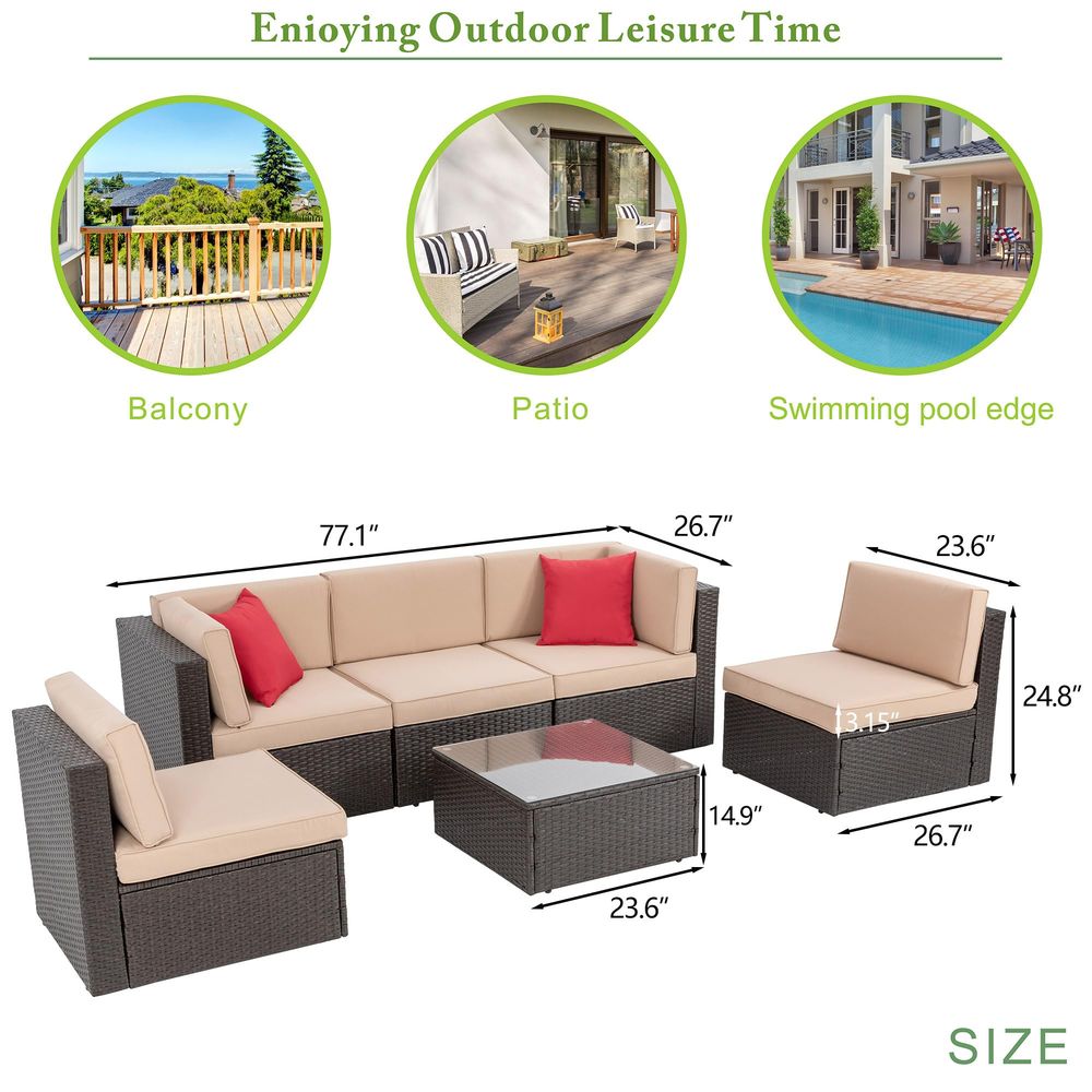 6 Piece Patio Furniture Set, S - Outdoor Furniture Small 리뷰 및 가격
