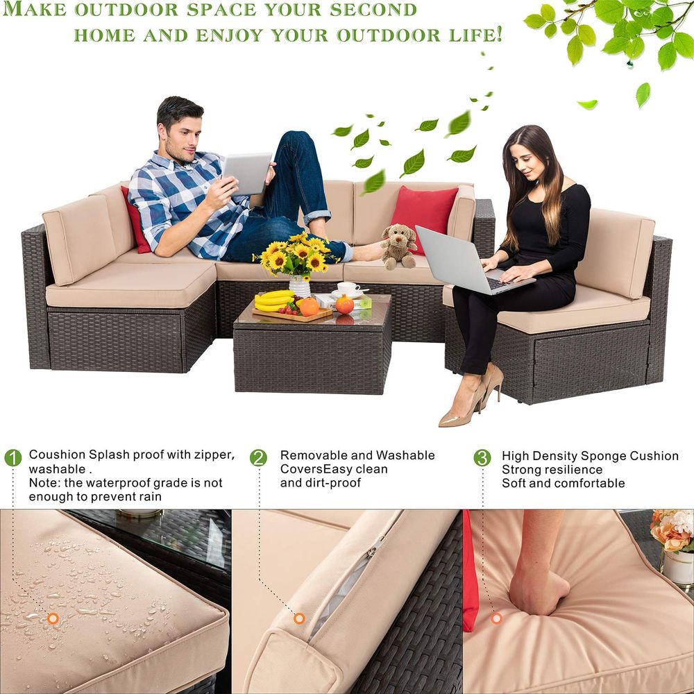 6 Piece Patio Furniture Set, S - Outdoor Furniture Small 리뷰 및 가격