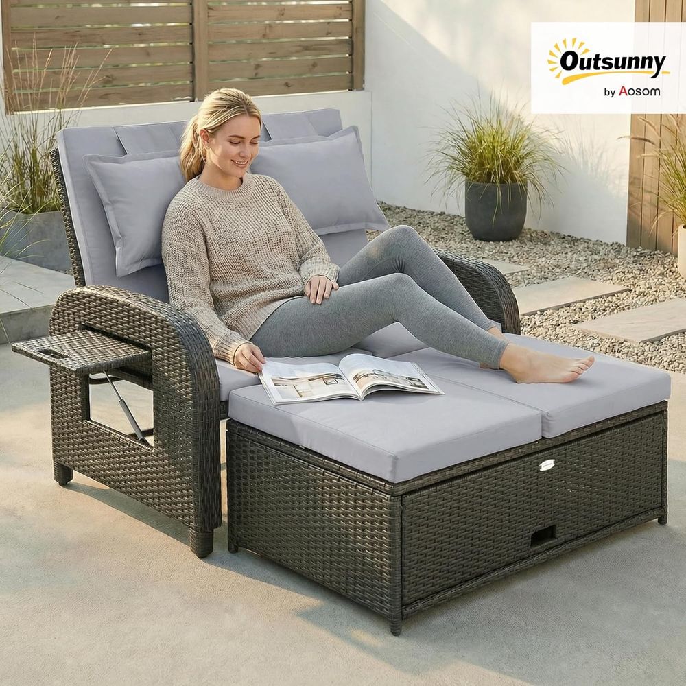 Gray Rattan Outdoor Daybed wit - Outdoor Daybed Sofa 리뷰 및 가격