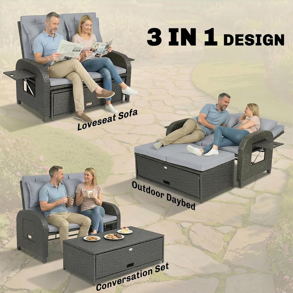 Gray Rattan Outdoor Daybed wit - Outdoor Daybed Sofa 리뷰 및 가격