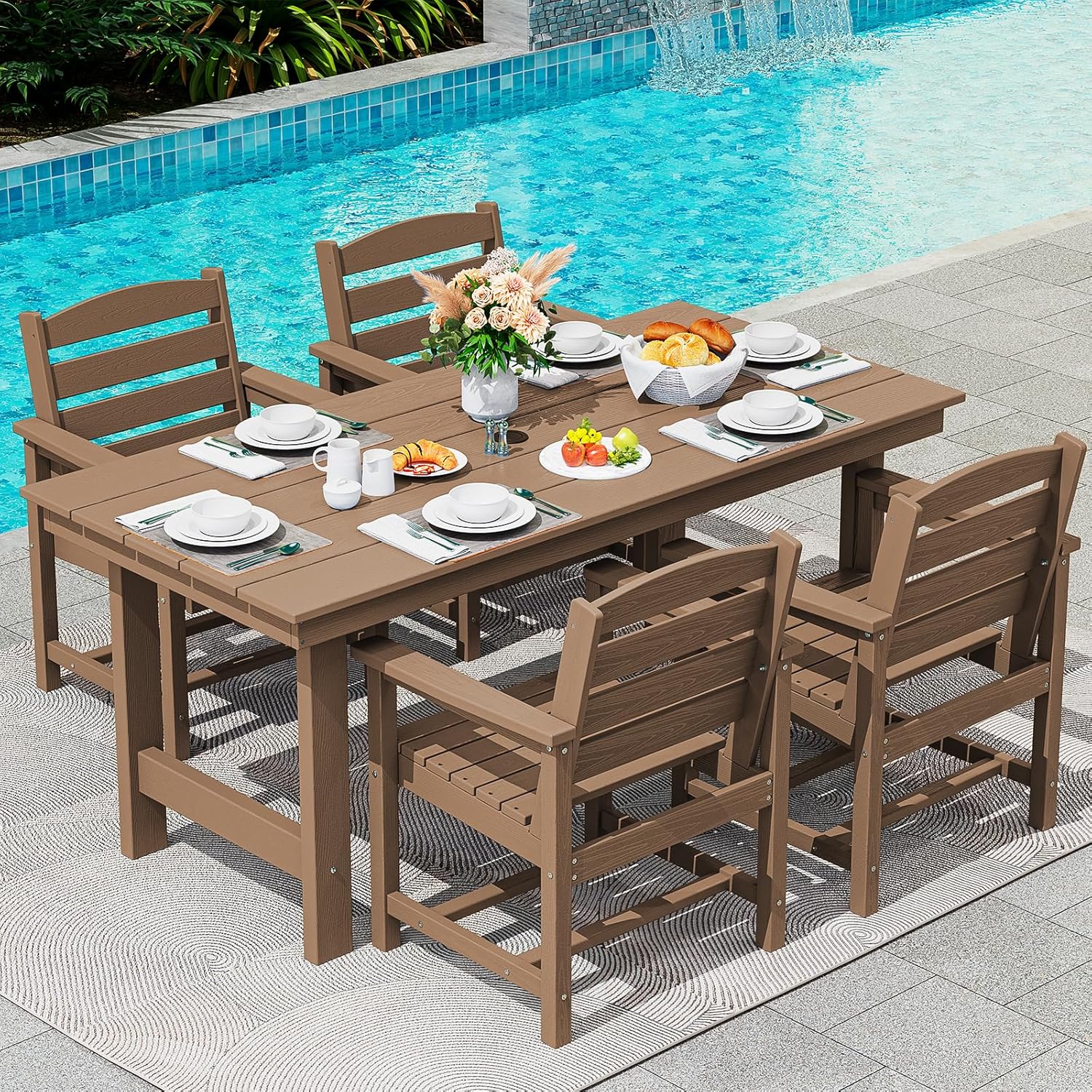 5-Piece HDPE Outdoor Dining Se - Outdoor Furniture Japanese Style 리뷰 및 가격