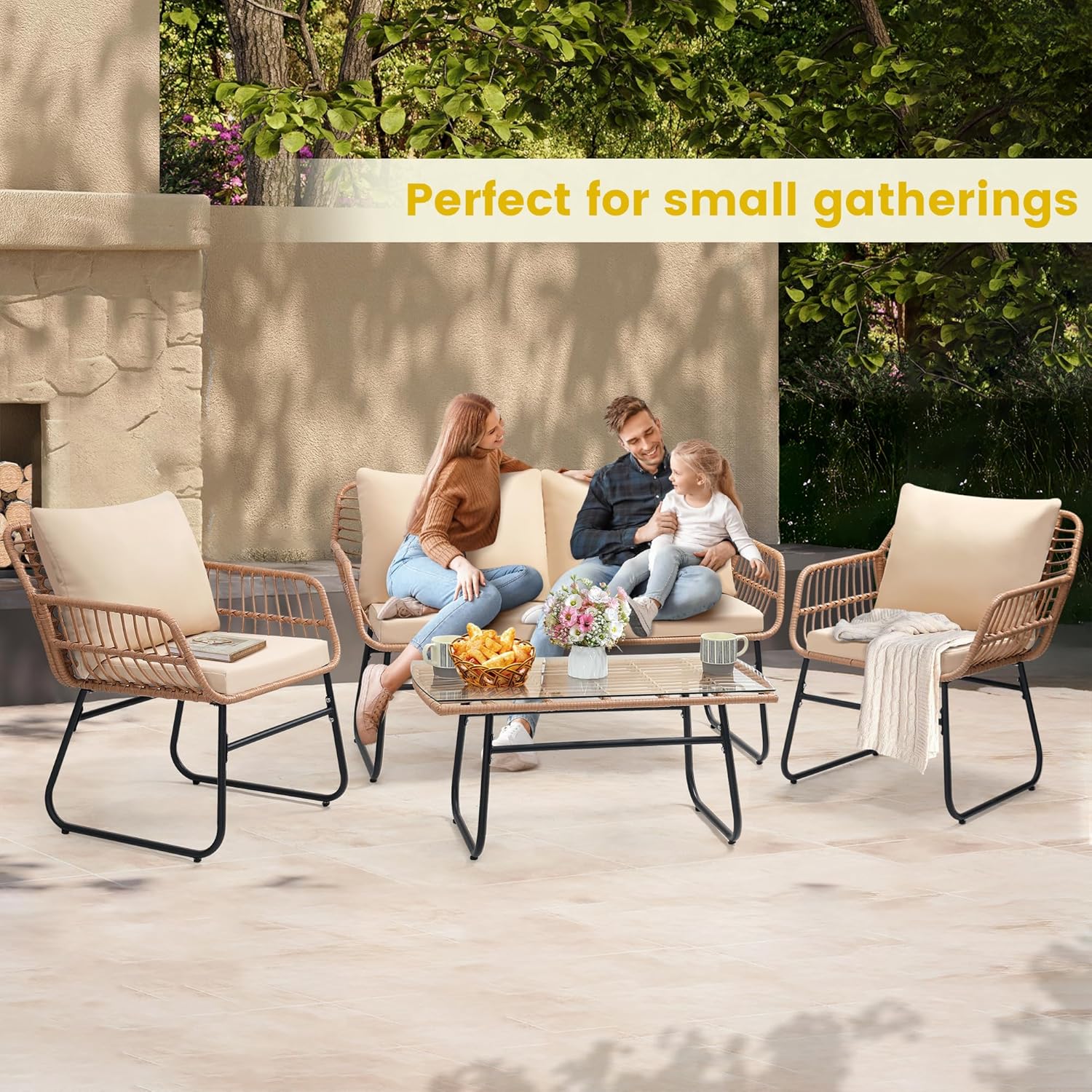 4 Piece Patio Bistro Outdoor F - Outdoor Furniture Japanese Style 리뷰 및 가격