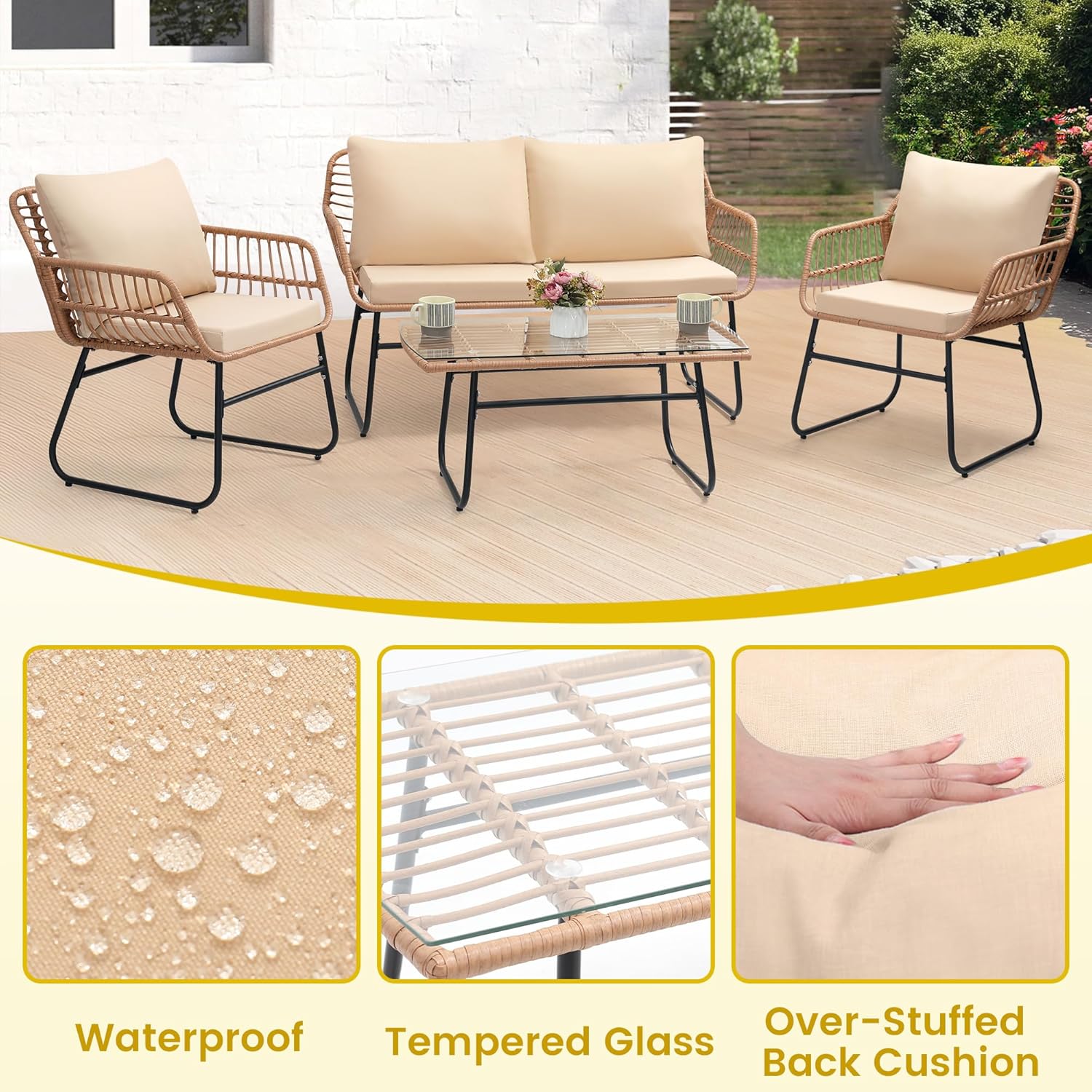 4 Piece Patio Bistro Outdoor F - Outdoor Furniture Japanese Style 리뷰 및 가격