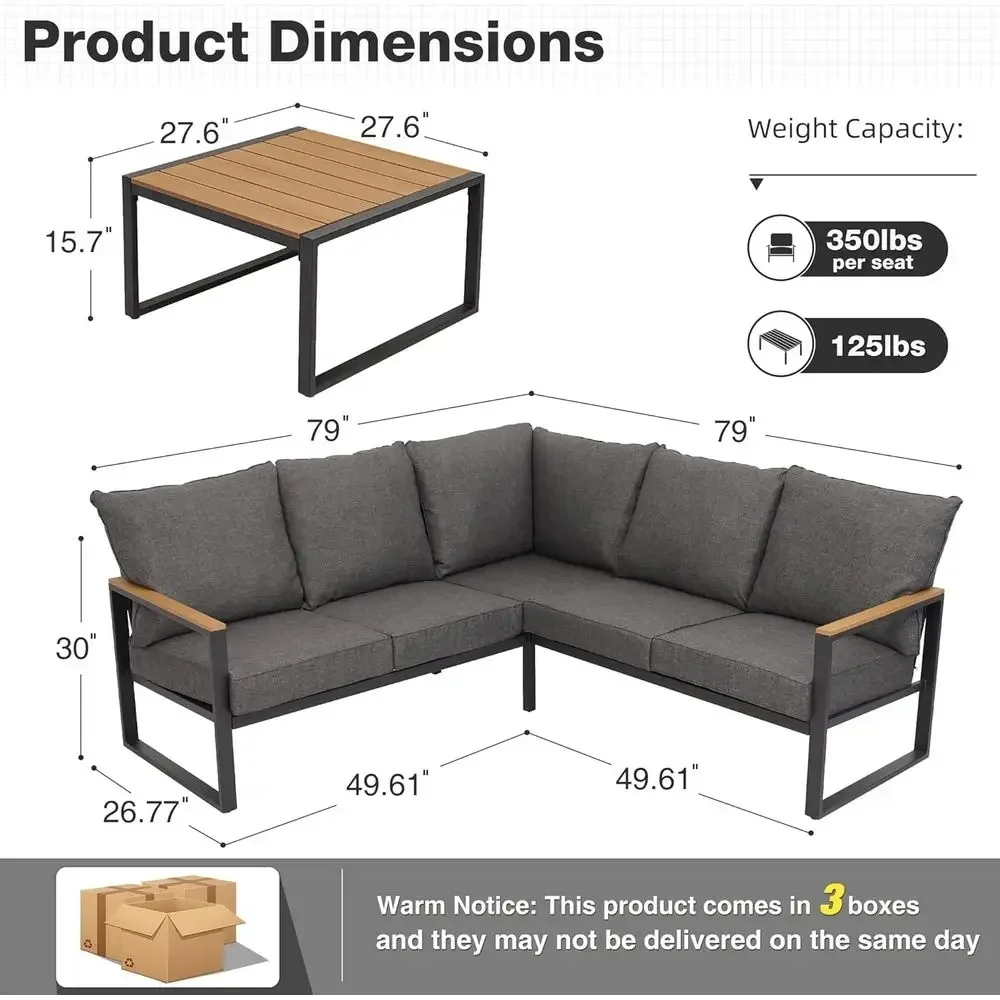 6-Piece Outdoor Sectional Sofa - Outdoor Furniture Grey 리뷰 및 가격