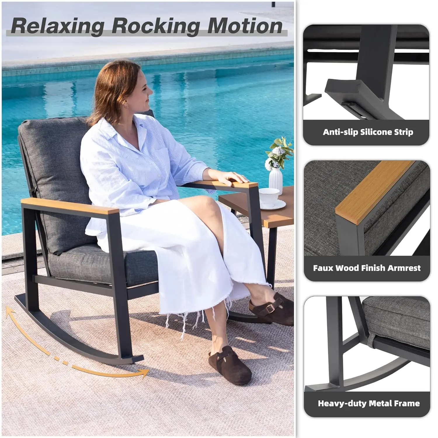 3pc Rocking Bistro Set Outdoor - Outdoor Furniture Balcony 리뷰 및 가격