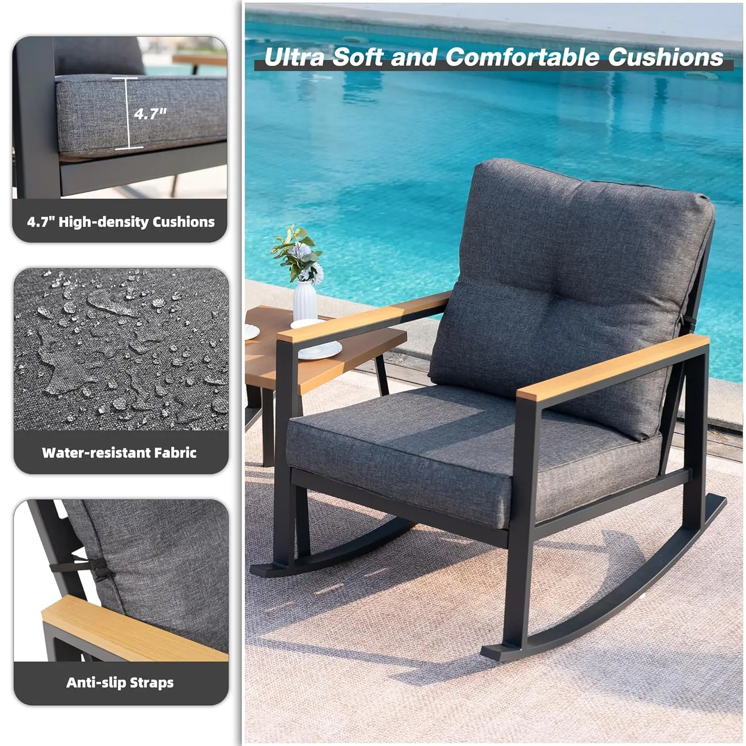 3pc Rocking Bistro Set Outdoor - Outdoor Furniture Balcony 리뷰 및 가격
