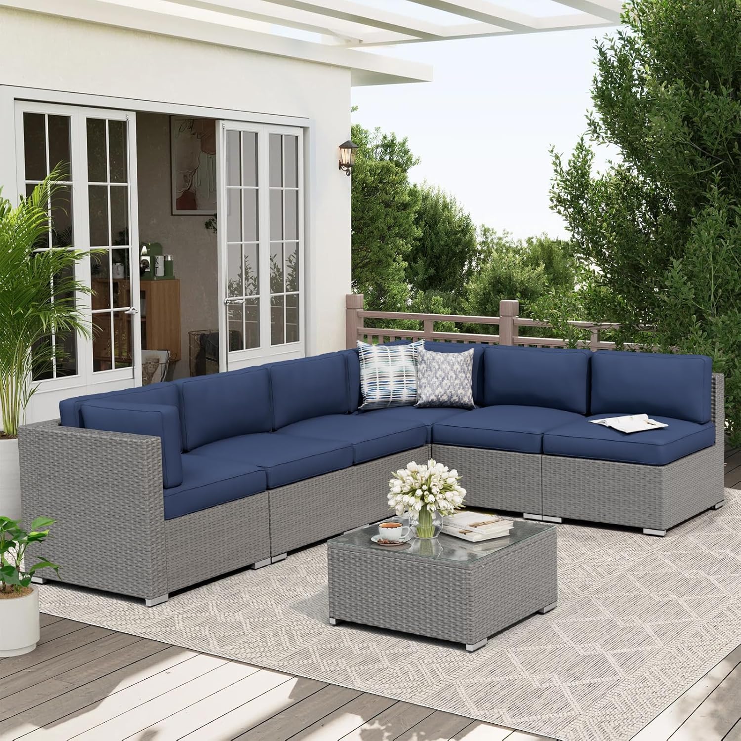 7-Piece Outdoor Patio Furnitur - Outdoor Furniture Grey 리뷰 및 가격