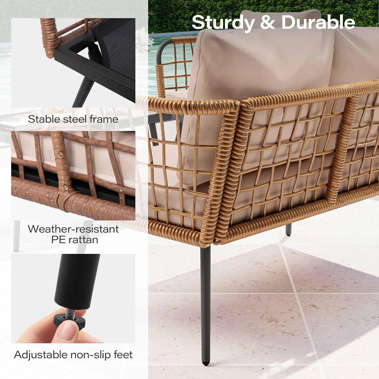 4 Piece Rattan Outdoor Furnitu - Outdoor Furniture Balcony 리뷰 및 가격
