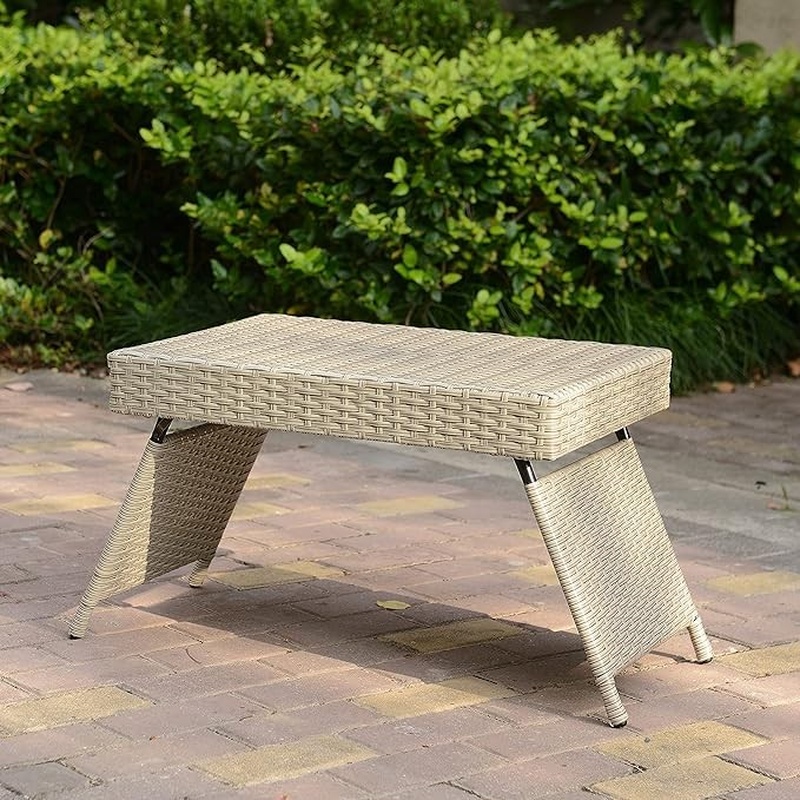 Portable Folding Wicker Table  - Outdoor Furniture Grey 리뷰 및 가격