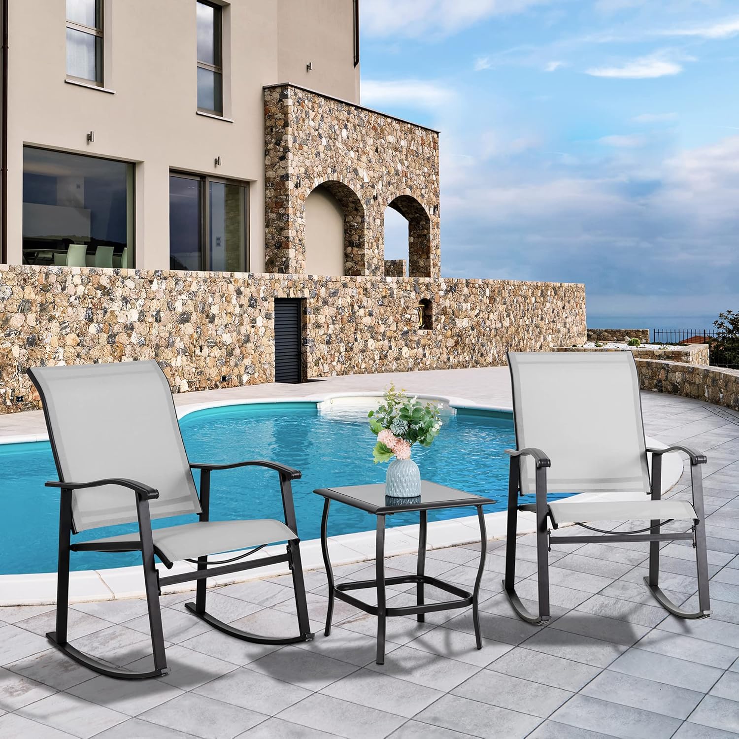 3 Piece Outdoor Rocking Bistro - Outdoor Furniture Small 리뷰 및 가격