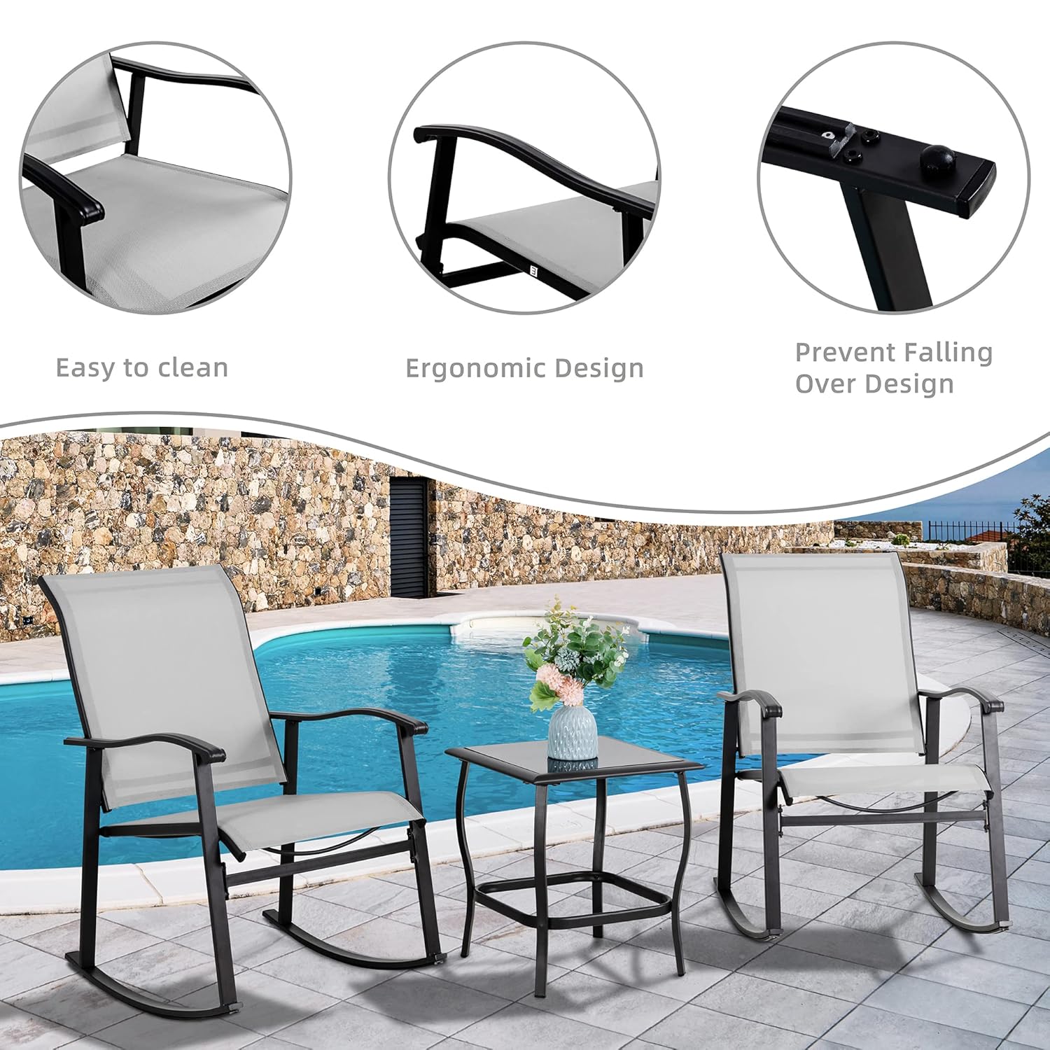 3 Piece Outdoor Rocking Bistro - Outdoor Furniture Small 리뷰 및 가격