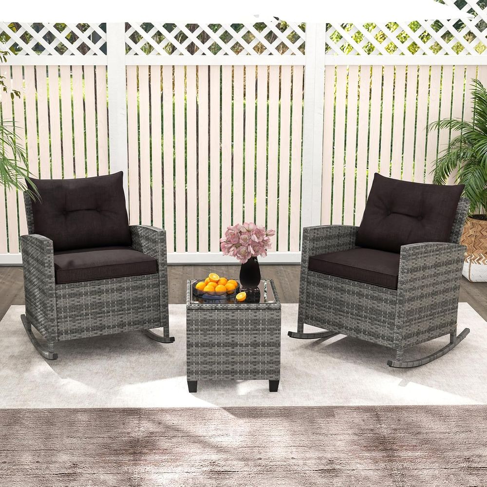 Rattan Wicker Rocking Chair Se - Outdoor Furniture Balcony 리뷰 및 가격